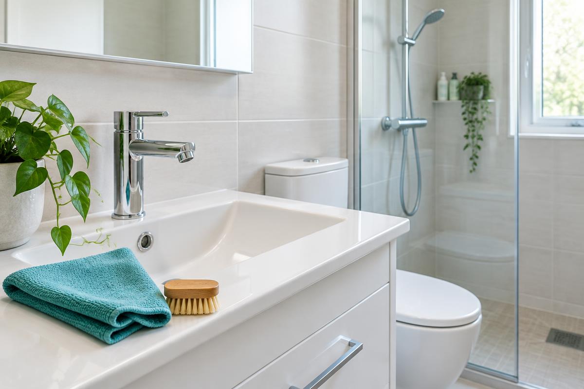 Clean bathroom with polished fixtures